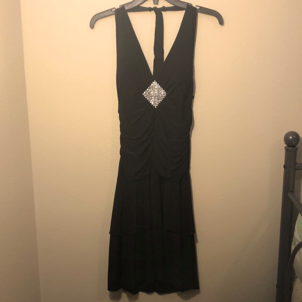 Black Ruffled Dress with Diamond of Gems 🖤💠